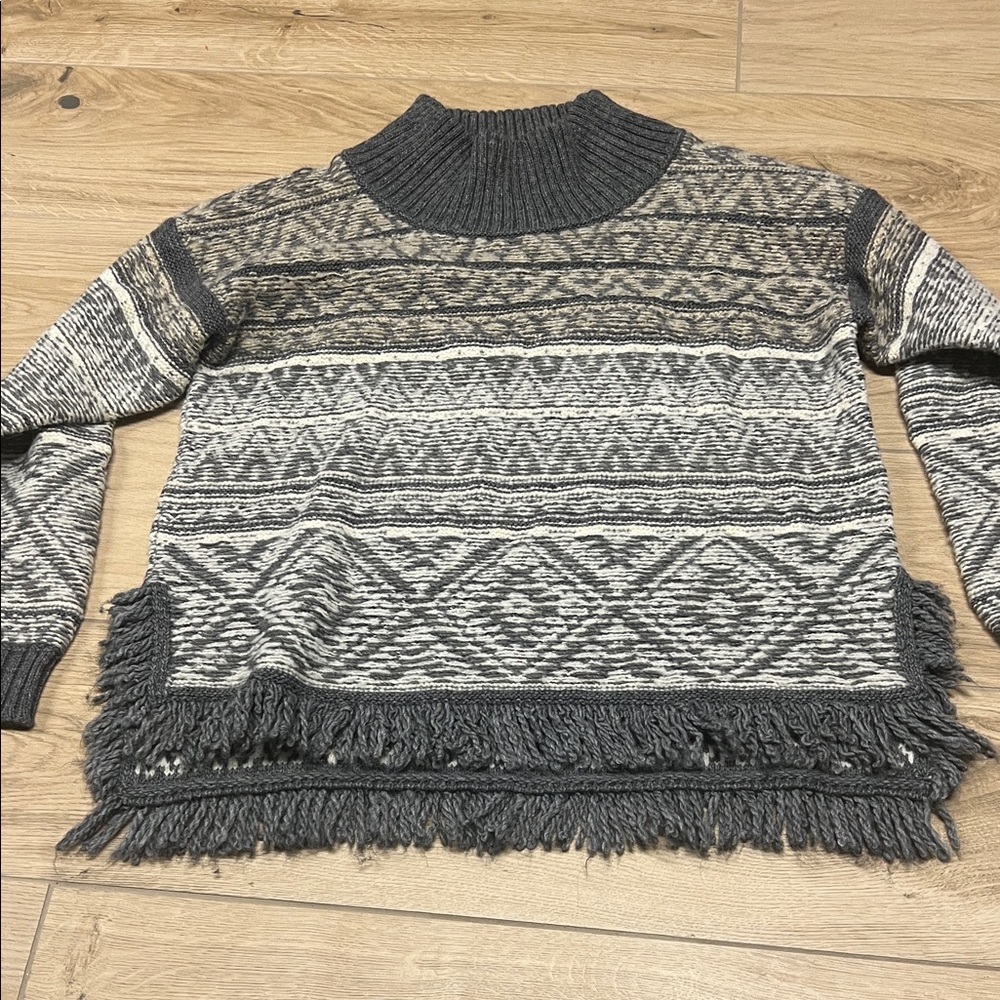 United Colors Of Benetton Gray Patterned Turtleneck Sweater